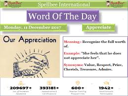 Word Of The Day Appreciate Meaning Recognize The Full Worth Of Example She Feels That He Does Not Appreciate Her English Words Words Word Of The Day