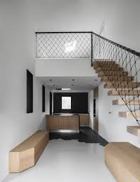 Modern 3' foot two or three step handrail railing with 2 steel posts with base plates adjustable flat top mount for surface mount rail. 17 Unconventional Stair Railings To Inspire Your Next Project Archdaily