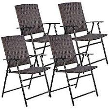 Tangkula 4 Pcs Brown Folding Rattan Chair Furniture Outdoor Indoor Camping Garden Pool Price January 2021 Rattan Chair Patio Lounge Chairs Folding Chair