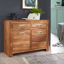 Aktuell über 135.000 angebote für gebrauchte möbel. Finebuy Sideboard Massivholz Sheesham Kommode 90 Cm 2 Schubladen 2 Turen Design Highboard Landhaus Stil Braun