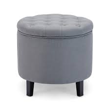 Ottomans can add storage and a footrest to chairs that do not recline. Belleze Nailhead Round Tufted Storage Ottoman Large Footrest Stool Coffee Table Lift Top Gray Buy Online In Botswana At Botswana Desertcart Com Productid 40619705