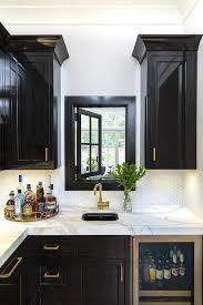 glossy black wet bar cabinets accent