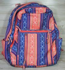 Vera Bradley Bright Serape Stripe 18" Backpack Retired Pattern *STAINS*