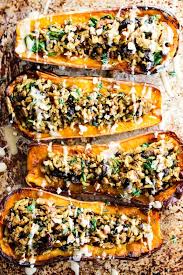 Savory Vegan Stuffed Butternut Squash Emilie Eats Recipe Fall Vegan Recipes Savory Vegan Squash Recipes