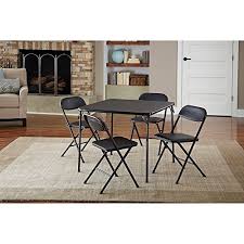 Cheap Luxury 5 Piece Card Table Set Low Maintenance And Long Lasting Powder Coat Frame Finish Black Card Table Chairs Table Chair Sets Table Chairs
