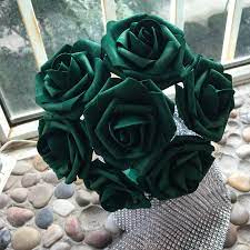 Find emerald green flowers at fiftyflowers! Emerald Green Flowers Artificial Rose 8cm 100 Pcs Hunter Green Flowers For Bride S Bouquet Wedding Reception Decoration Lnrs004 Artificial Dried Flowers Aliexpress