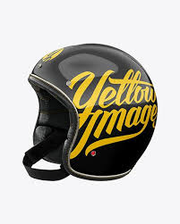 Vintage Motorcycle Helmet Mockup Left Half Side View In Apparel Mockups On Yellow Images Object Mockups Motorcycle Helmets Vintage Skateboard Helmet Design Mockup Free