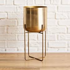 Looked great did the trick. Spun Metal Standing Planter Brass West Elm Australia