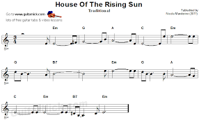 Download and print in pdf or midi free sheet music for house of the rising sun by folk song, usa arranged by köttur for piano (solo). House Of The Rising Sun Easy Guitar Lesson Guitarnick Com