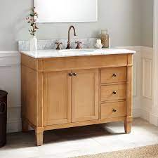 D vanity in reclaimed oak with engineered stone vanity top in crystal white with white sink. 42 Marilla Oak Vanity Wood Bathroom Vanity Oak Vanity Bathroom Wood Bathroom Cabinets
