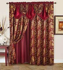 Amazon Com Golden Rugs Jacquard Luxury Curtain Window Panel Set Curtain With Attached Valance And Backing Luxury Curtains Elegant Curtains Victorian Curtains