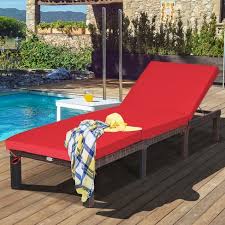 It has a stainless steel frame which allows the backrest to be adjusted at various angles for increased comfort. Costway 2pcs Outdoor Rattan Lounge Chair Chaise Recliner Adjustable Cushioned Turquoise Red Target