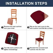 Make your dining room chairs a little more comfy during mealtime with dining room chair cushions. Buy Smiry Seat Covers For Dining Room Chairs Stretch Jacquard Dining Room Chair Seat Covers Set Of 2 Black Online In Turkey B07g37ghw5