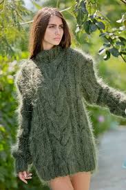 Olive Green Mohair Sweater Chunky Turtleneck Cable Knit Etsy Hand Knitted Dress Cable Sweater Hand Knitted Sweaters