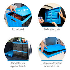 Clevermade 62l Collapsible Storage Bins With Lids Folding Plastic Stackable Utility Crates Solid Collapsible Storage Bins Storage Bins With Lids Storage Bins