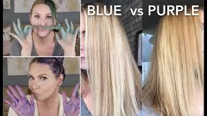 Blue Vs Purple Shampoo Brassy Hair Skip2mylou Yellow Blonde Hair Brassy Hair Purple Shampoo
