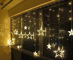 Smithroad 169er Led Lichtervorhang Lichterkette Sterne Farbwechsel Fur Innen Aussen Fenster 2 5 X 1 2 M Warmweiss Fairy Lights Prom Decor Candle Decor