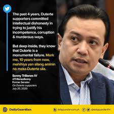 Former Senator Sonny Trillanes IV tweeted comments