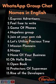 S guys, finding a good, funny and best group chat names for family whatsapp group is not an easy task so here we find a solution for yours. 100 Cool Funny Whatsapp Group Names List Updated 2021 Trendy Unique Group Names For Whatsapp Chats Version Weekly