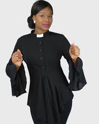 Beautiful Black Esther Clergy Blouse Women Church Suits Clergy Women Ministry Apparel