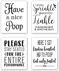 Starting from £4.79 see more.🤓 the greatest way to make your home feel more fun and unique to your taste is by adding art work, whether it's a f. Kairne Set Of 4 Wall Decoration Funny Sayings Posters Picture With Saying Bathroom Toilet Quotes Decorative Picture Black White Pictures Wall Art Home Decor Amazon De Home Kitchen