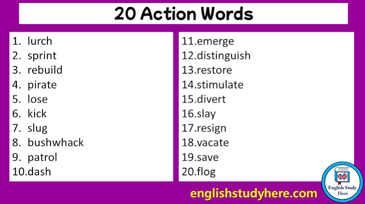 20 Action Words in English - English Study Here