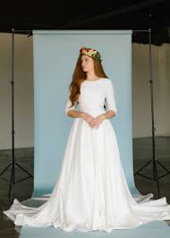 Aretha Gown Wedding Dresses Satin Modest Wedding Dresses Modest Wedding Dresses With Sleeves