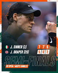 Sinner reaches fifth consecutive grand slam final