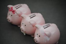 Coins fall into piggy bank painted with flag. Kids Craft Idea Save Give Spend Piggy Banks Making Lemonade