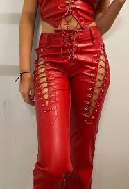 Cutout Lace Up Pu Leather Pants In 2021 Leather Pants Black Pants Leather