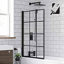 Black Crittall Bath Screen Designer Shower Enclosure 800 X 1400 Mm Amazon Co Uk Diy Tools Bath Screens Shower Enclosure Shower Remodel