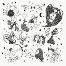 Zodiac Vintage Illustration By Conicuri Jewelryvintagemen Whimsical Tattoos Vintage Tarot Cards Art Inspiration Drawing
