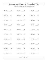 Converting Celsius To Fahrenheit With Negative Values A Measurement Worksheet Measurement Worksheets Sight Word Worksheets Math Lesson Plans