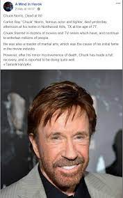 Hollywood star chuck norris has filmed himself making a thinly veiled threat against belarus' president alexander lukashenko, who is facing intense protests in the clip, posted on youtube, norris did not mention lukashenko by name. Fact Check Is Chuck Norris Dead Famous Martial Artist Beloved Actor Still Alive