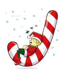 Christmas Elf Sleeping On A Candy Cane Christmas Elf Candy Cane Elf