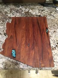 This heavy bowl is the most southwestern of all my pieces—in material (mesquite and turquoise) and shape (reminiscent to accommodate the patch of bark i left, the lower wall is thick, adding pleasing mass to the piece. Arizona Cutting Board Made From Mesquite With Turquoise Inlay Mesquite Is One Of My Favorite Woods To Work With Woodworking