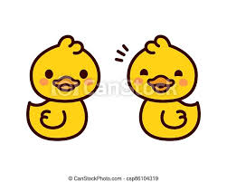 Mark out the tongue and the tail wing. Cute Cartoon Baby Ducks Two Funny Yellow Ducklings In Simple Kawaii Style Vector Clip Art Illustration Canstock