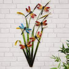 It comes in a variety of metallic colors. Dragonfly Metal Wall Art Ornament For Home And Garden Hand Made Colourful Metal Garden Sculpture