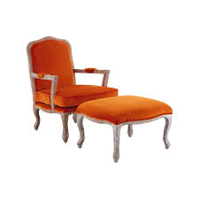 52cm deep, 48cm wide, 40cm high. Baroque Armchair Footstool Black Grey Orange Velvet Fads