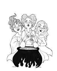Little witches digital coloring book. Hocus Pocus An Art Print By Leann Moffitt Halloween Coloring Pages Halloween Coloring Sheets Halloween Coloring