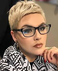Buzz cut hairstyles hairstyles with glasses funky glasses nice glasses girls short haircuts short girls revealing swimsuits lunette style short sassy hair. What Are The Best Short Hairstyles To Wear With Glasses Hair Adviser