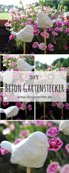 Diy Gartenstecker Vogel Aus Beton Einfach Selber Machen Gartendeko Gartenstecker Garten Deko Selber Machen