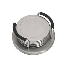 Mainstays 7 Piece Stainless Steel Silver Coaster Set With Holder Walmart Com