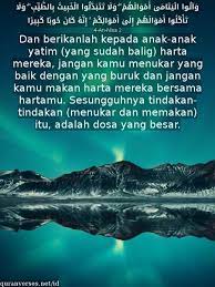 Akibat memakan harta anak yatim dan tidak berbuat baik kepadanya. Ayat Tentang Makan Uang Anak Yatim Ayat Quran