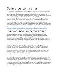 Air juga mempunyai peranan yang penting di dala kehidupan manusia. Https Pdfcoffee Com Download Definisi Pencemaran Air Pdf Free Html