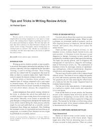 In the biosciences, review articles written by researchers are valuable tools for those looking for a synopsis of several research studies in one place without having to spend time finding the research. Pdf Tips And Tricks In Writing Review Article