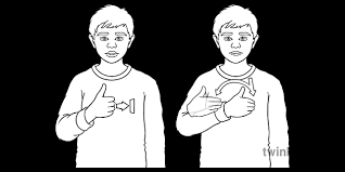 This sign is used to say (sign synonyms) good morning. Bsl Good Morning British Sign Language Greeting Ks12 Black And White