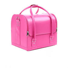 pink makeup case box pu leather