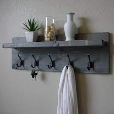 Maiselle Coat Rack With Floating Shelf Etsy Wall Shelf With Hooks Shelves Decor