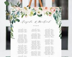 Wedding Seating Chart Template Alphabetical Seating Chart Greenery Wedding Seating Board Blush Floral Instant Download Templett W29